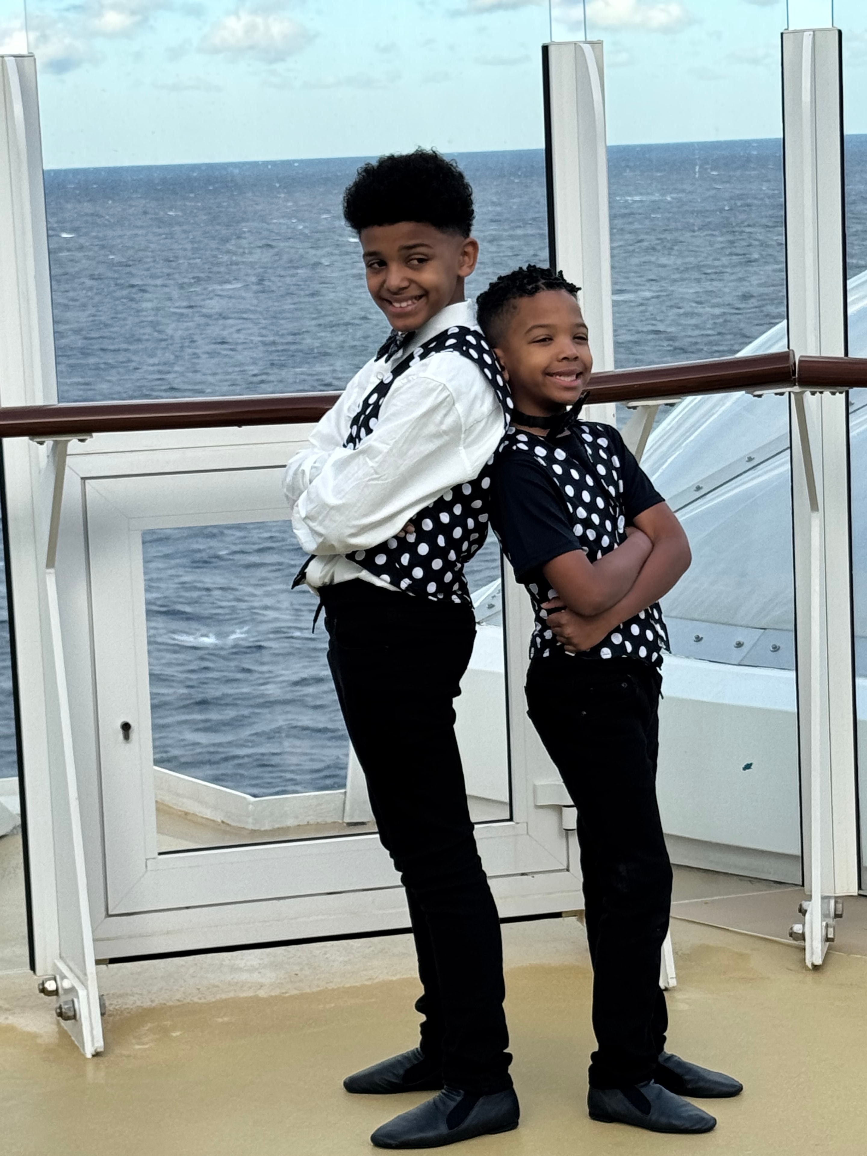 Dancers in polka dot costumes on cruise ship